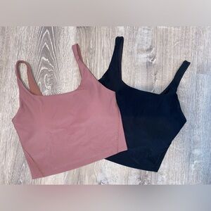 Light Support PowerSoft Ribbed Longline Sports Bra (size M in taupe & black)